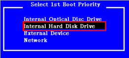 [Select 1st Boot Priority]画面