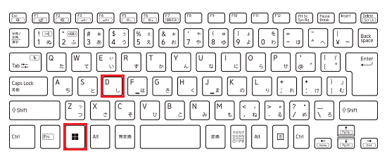 【Windows】キーと【D】キーを囲ったキーボードの図