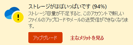 OneDrive警告メッセージ画像