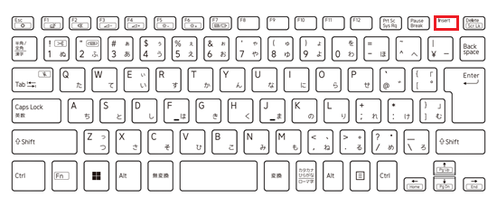 ShiftキーとCaps Lockキーが赤く囲われている画像