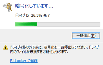 進捗状況のダイアログ画面